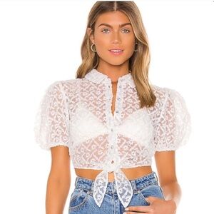 NWOT Majorelle White Puffy Sleeve Top